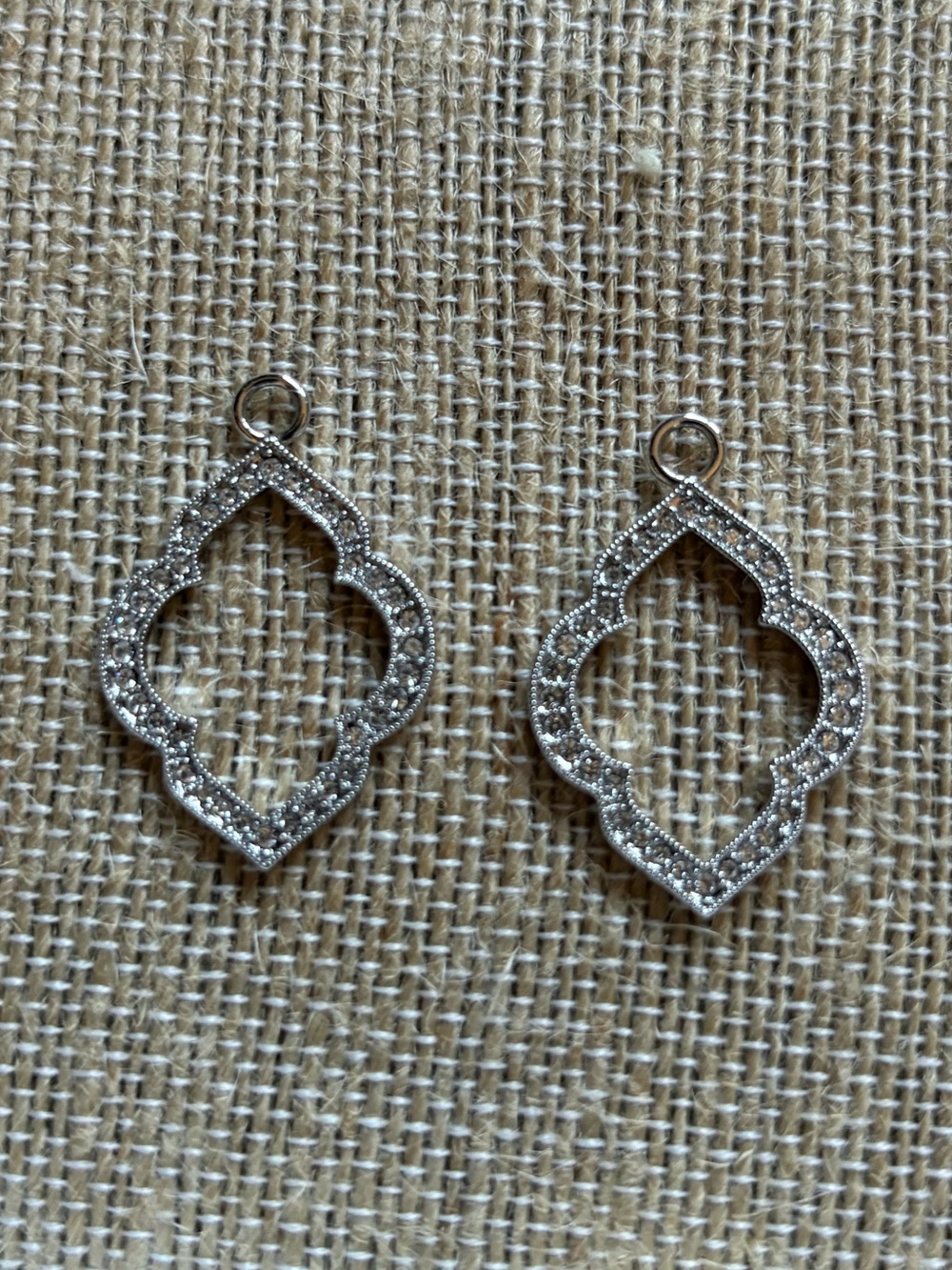 Origami Owl silver pave quatrafoil earring drops